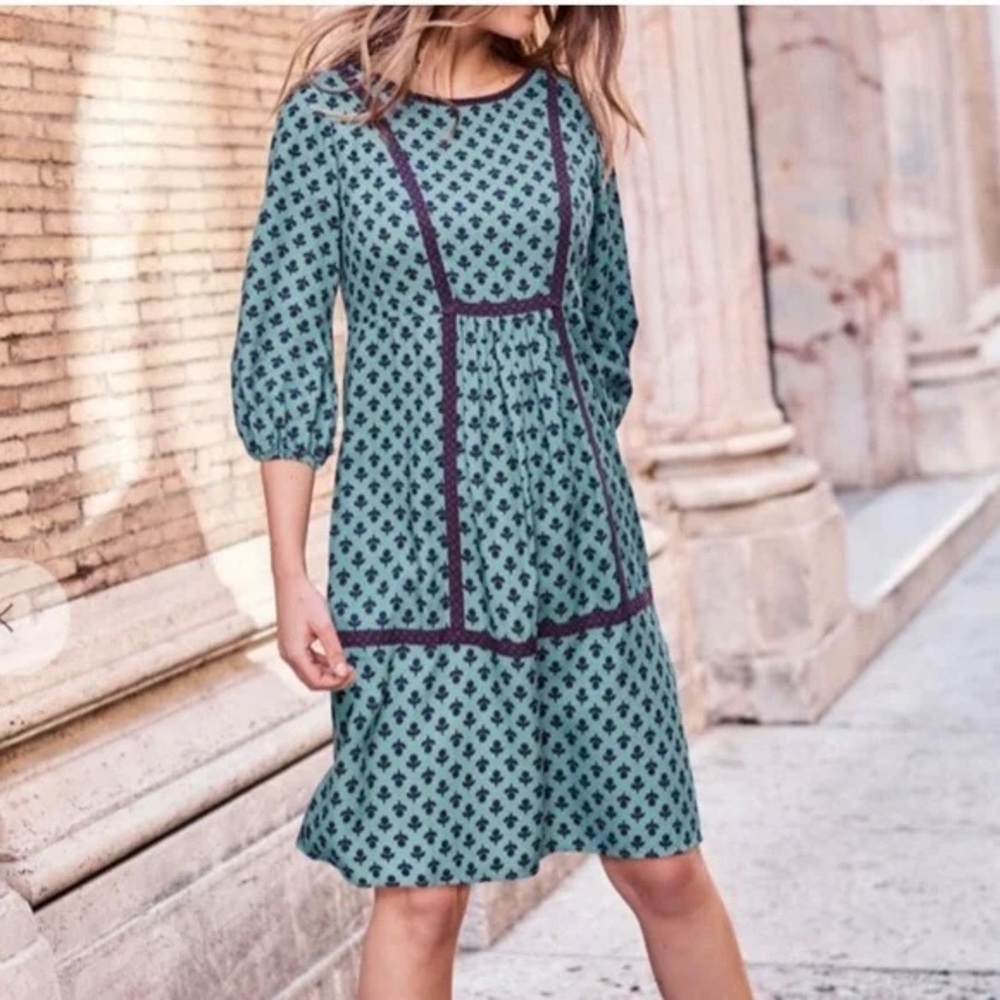 Boden Blue Peasant Dress Size US 8